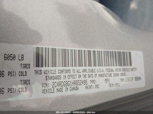 Dodge Grand Caravan Se 2017 2C4RDGBG1HR652495 Image 9