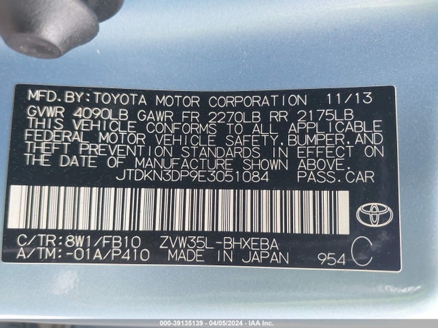 Toyota PRIUS PLUG-IN 2014 JTDKN3DP9E3051084 Image 9