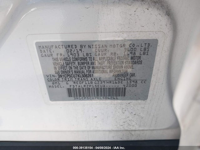 Nissan KICKS S 2019 3N1CP5CU7KL506261 Image 9