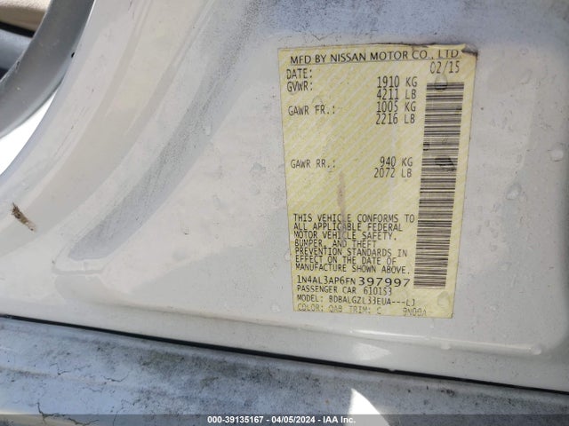 Nissan Altima 2.5 S 2015 1N4AL3AP6FN397997 Image 9