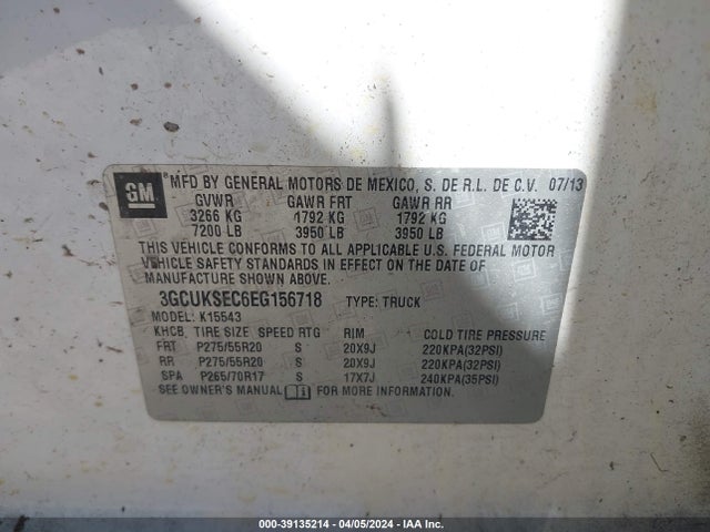 Chevrolet Silverado K1500 Ltz 2014 3GCUKSEC6EG156718 Image 9