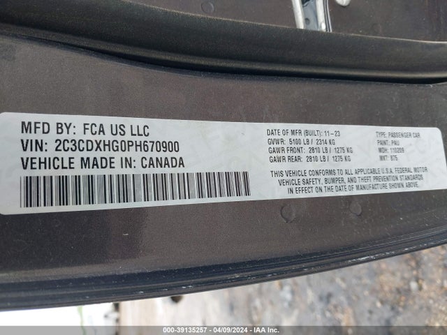 Dodge CHARGER GT 2023 2C3CDXHG0PH670900 Image 9