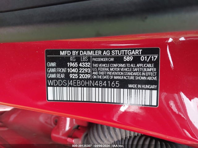 WDDSJ4EB0HN484165 Mercedes-Benz CLA 250