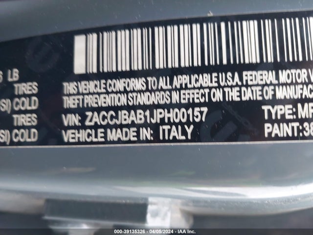 ZACCJBAB1JPH00157 Jeep Renegade Sport 4x4