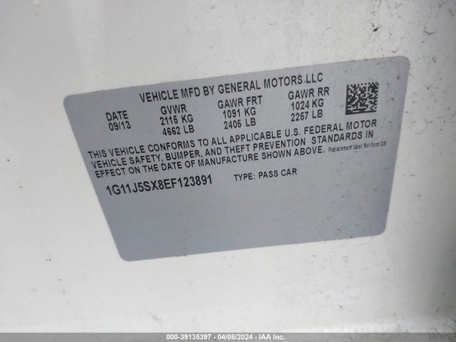 Chevrolet Malibu 2lz 2014 1G11J5SX8EF123891 Image 9