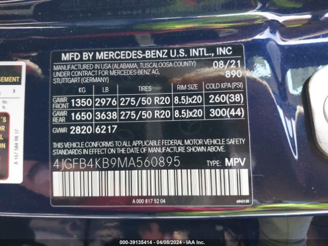 4JGFB4KB9MA560895 Mercedes-Benz Gle 350 4matic