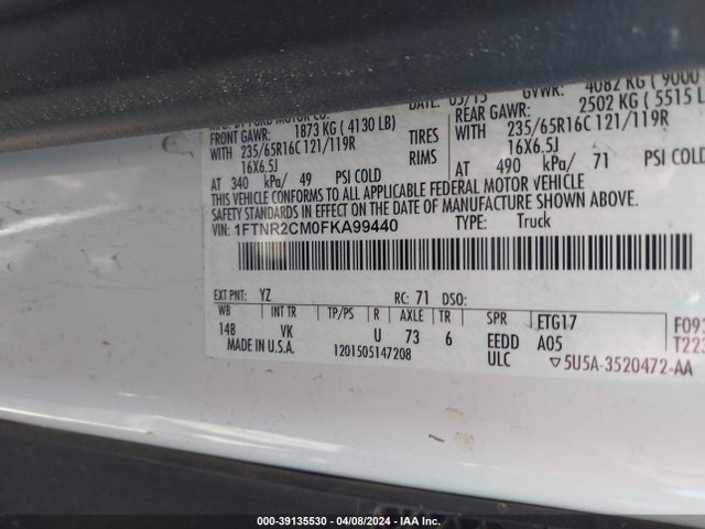 Ford Transit-250 2015 1FTNR2CM0FKA99440 Image 9