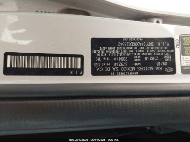 3KPF34AD0KE023542 KIA FORTE S