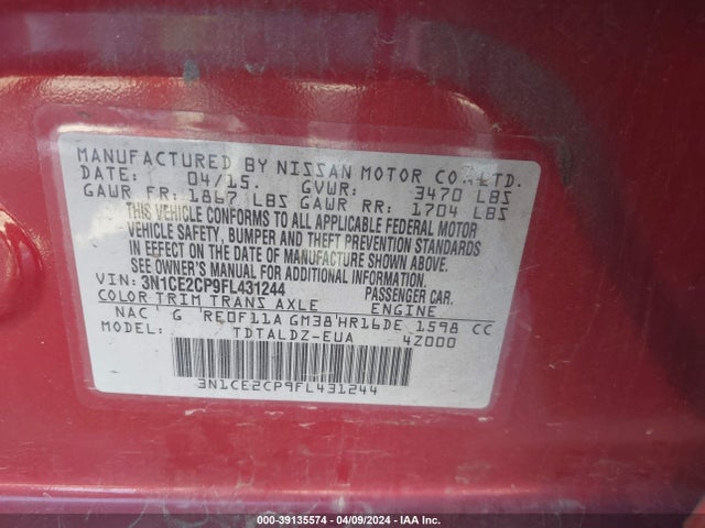Nissan Versa Note Sv 2015 3N1CE2CP9FL431244 Image 9