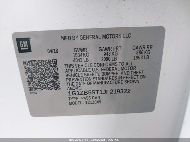 Chevrolet Malibu 1ls 2018 1G1ZB5ST1JF219322 Image 9