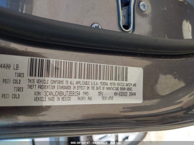 3C4NJCABXJT359154 Jeep Compass Sport Fwd