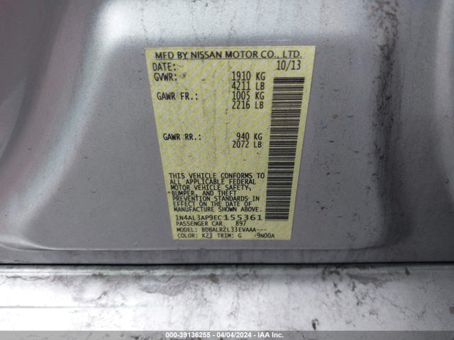 Nissan Altima 2.5 S 2014 1N4AL3AP9EC155361 Image 9