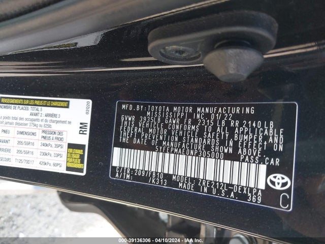 Toyota COROLLA LE 2022 5YFEPMAE0NP305000 Image 9