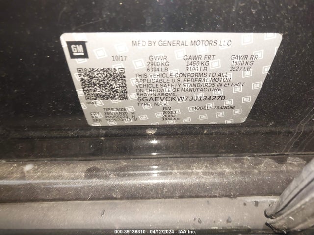 5GAEVCKW7JJ134270 Buick Enclave Avenir