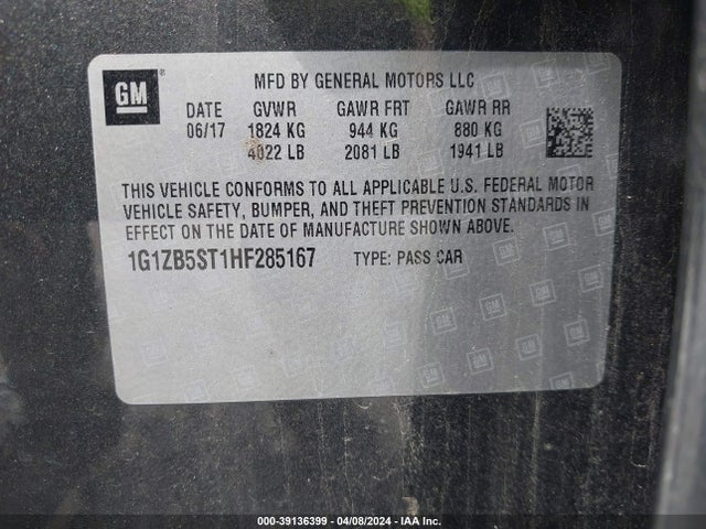 Chevrolet MALIBU LS 2017 1G1ZB5ST1HF285167 Image 9
