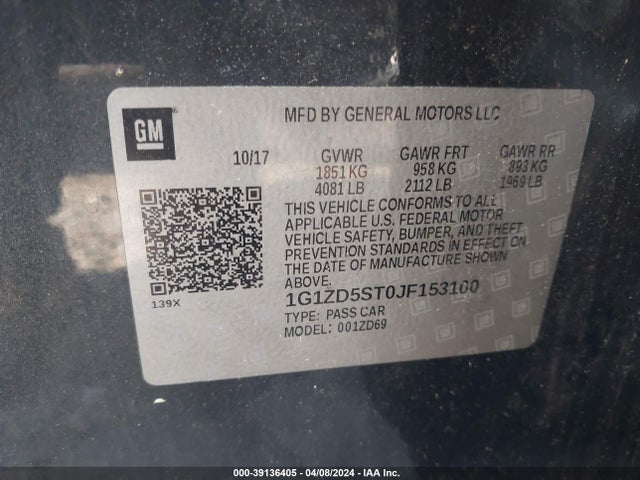Chevrolet MALIBU LT 2018 1G1ZD5ST0JF153100 Image 9