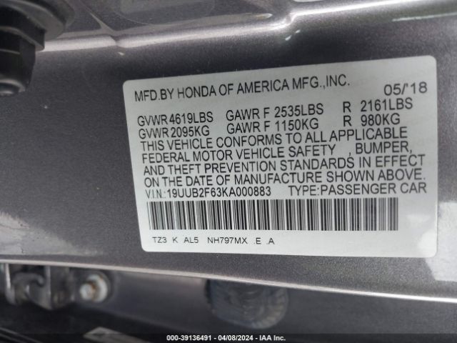 19UUB2F63KA000883 Acura Tlx Tech   A-spec Pkgs