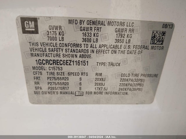 Chevrolet Silverado 1500 1lt 2014 1GCRCREC6EZ116151 Image 9