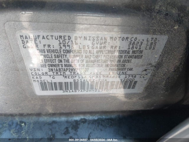 Nissan SENTRA S 2017 3N1AB7AP2HY213507 Image 9