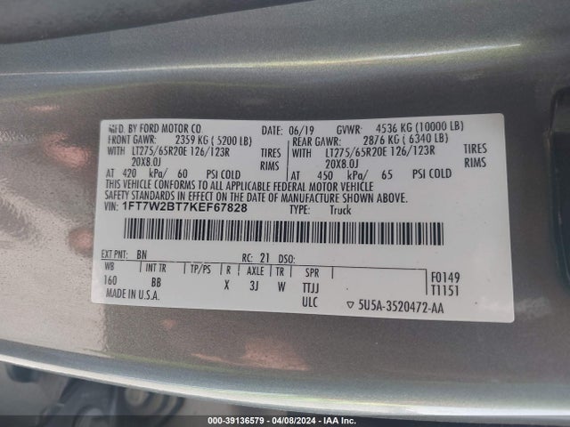 Ford F-250 Platinum 2019 1FT7W2BT7KEF67828 Image 9