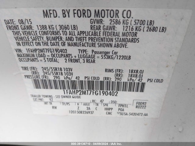 Ford Police Interceptor 2015 1FAHP2MT7FG190402 Image 9