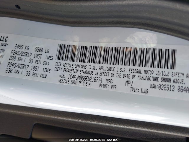 1C4PJMBS9EW216774 Jeep Cherokee Trailhawk