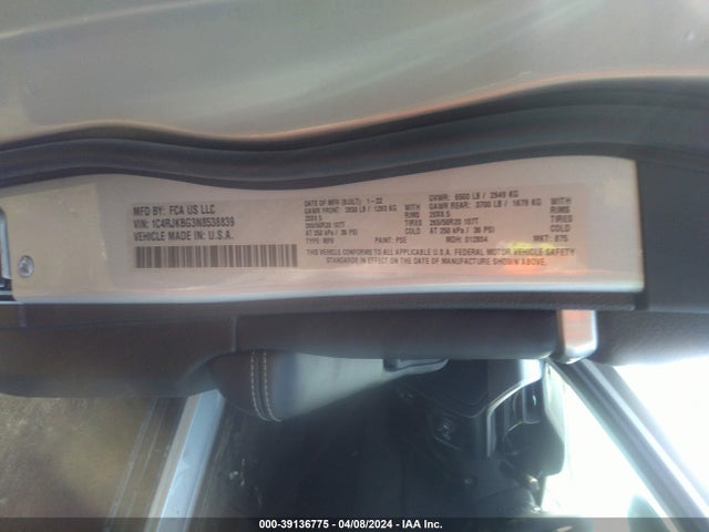 1C4RJKBG3N8538839 Jeep Grand Cherokee L Limited 4x4