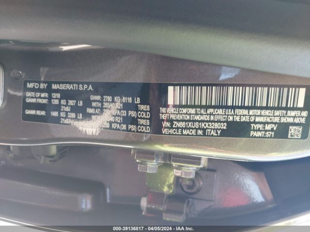 ZN661XUS1KX328032 Maserati Levante Gransport
