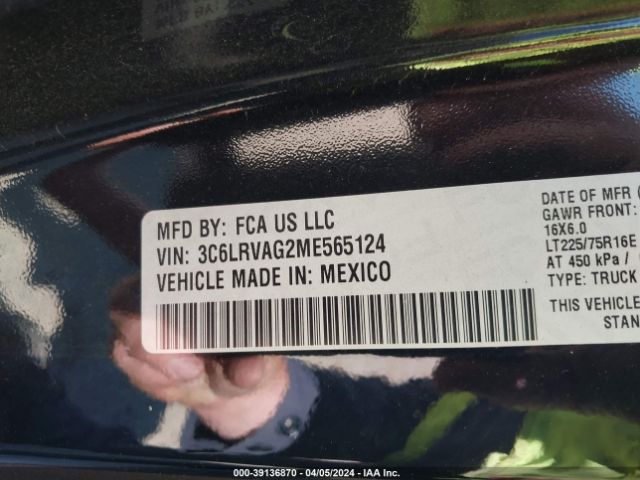 3C6LRVAG2ME565124 RAM Promaster 1500 Low Roof 136 Wb