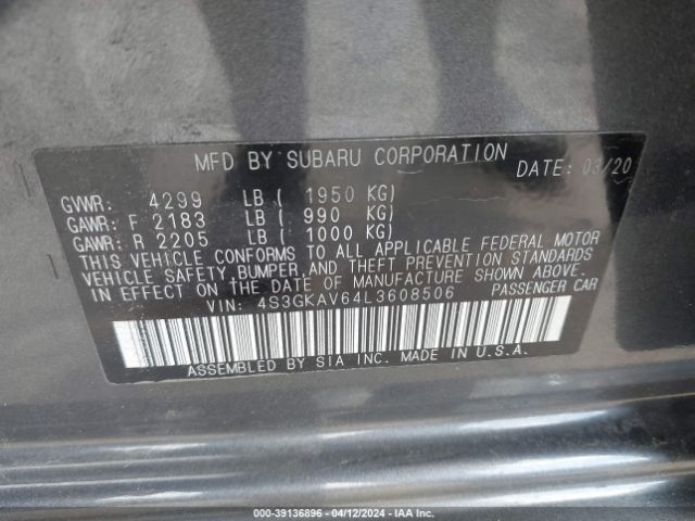 4S3GKAV64L3608506 Subaru Impreza Premium