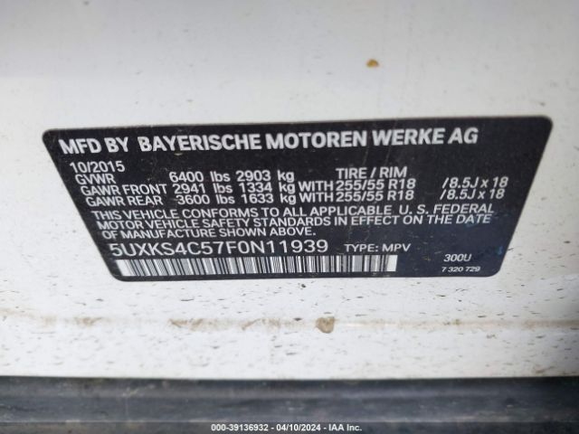 5UXKS4C57F0N11939 BMW X5 Xdrive35d