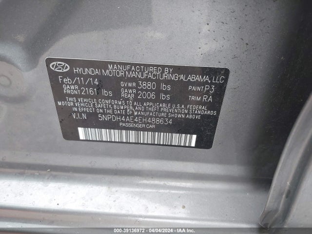 Hyundai ELANTRA SE 2014 5NPDH4AE4EH488634 Image 9