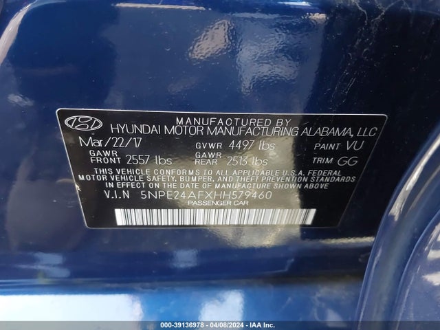 Hyundai SONATA SE 2017 5NPE24AFXHH579460 Image 9