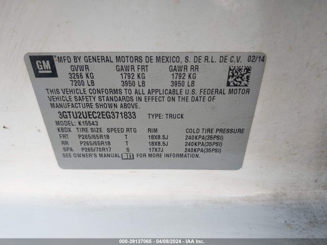 GMC Sierra 1500 Sle 2014 3GTU2UEC2EG371833 Image 9