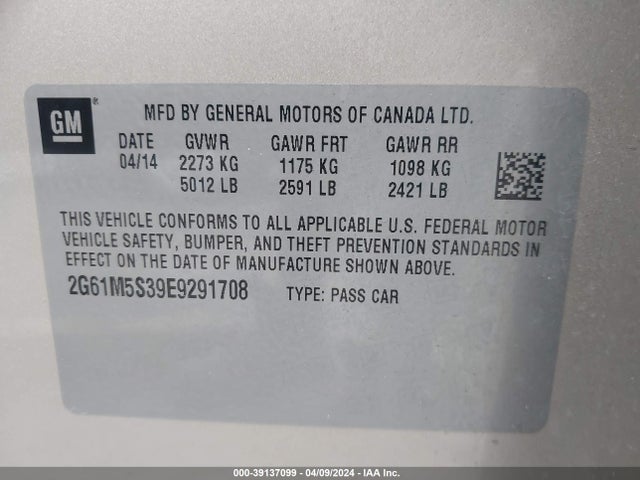 2G61M5S39E9291708 Cadillac XTS LUXURY