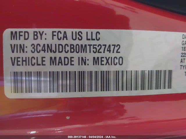 3C4NJDCB0MT527472 Jeep Compass Limited 4x4