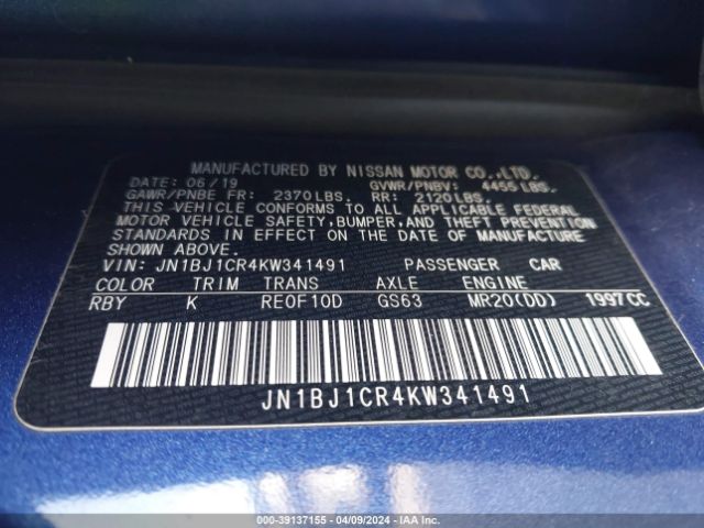 JN1BJ1CR4KW341491 Nissan Rogue Sport Sv