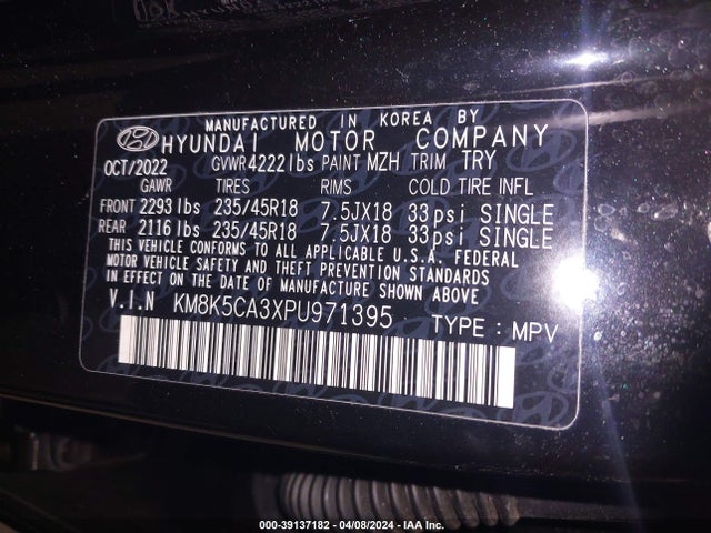 Hyundai Kona Limited 2023 KM8K5CA3XPU971395 Image 9