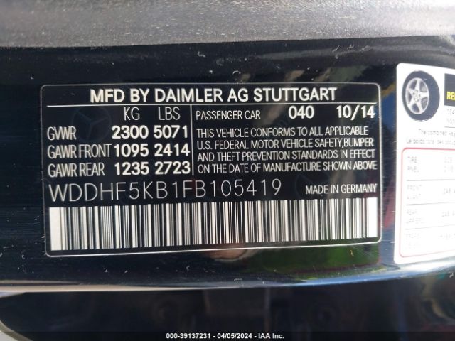 WDDHF5KB1FB105419 Mercedes-Benz E 350