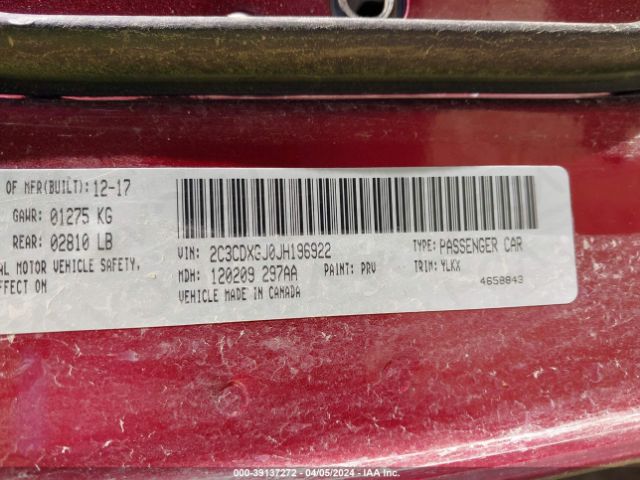 2C3CDXGJ0JH196922 Dodge Charger Daytona 392 Rwd