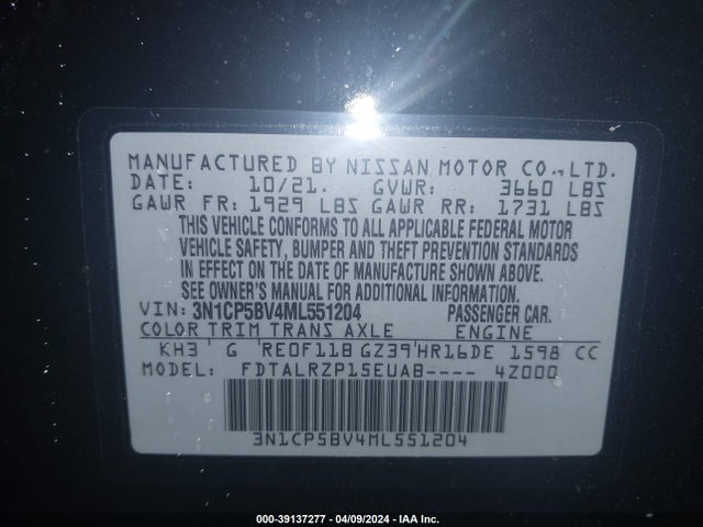 Nissan Kicks S Xtronic Cvt 2021 3N1CP5BV4ML551204 Image 9