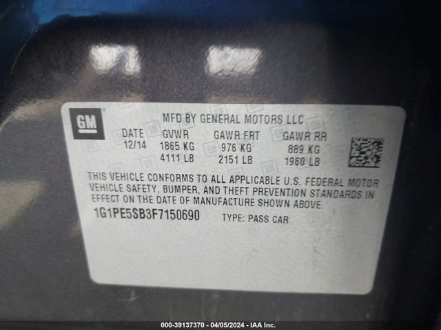 Chevrolet Cruze 2lt Auto 2015 1G1PE5SB3F7150690 Image 9