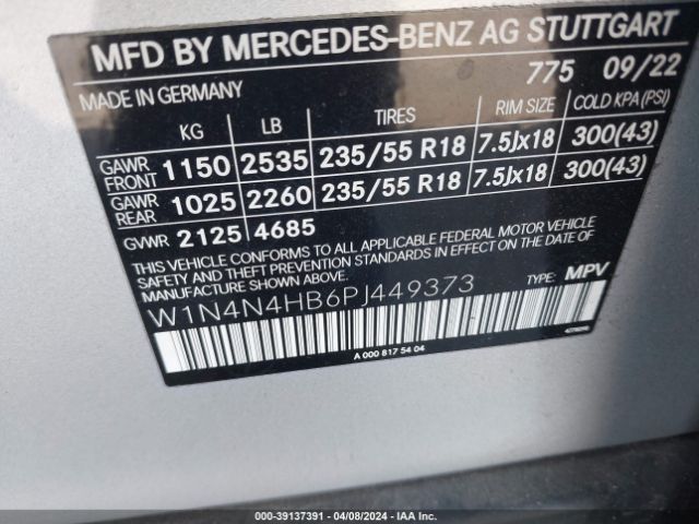 W1N4N4HB6PJ449373 Mercedes-Benz Gla 250 4matic
