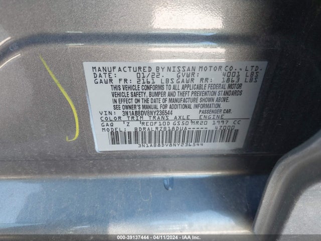 Nissan Sentra Sr Xtronic Cvt 2022 3N1AB8DV8NY236544 Image 9