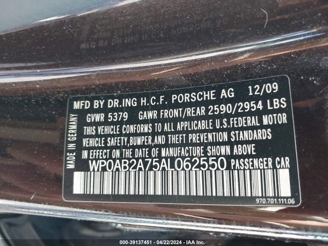 2010 PORSCHE PANAMERA WP0AB2A75AL062550 Photo 8