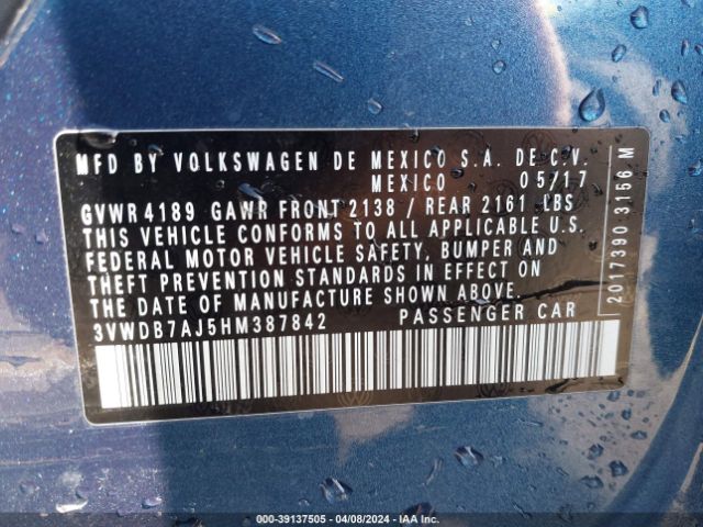 3VWDB7AJ5HM387842 Volkswagen Jetta 1.4t Se