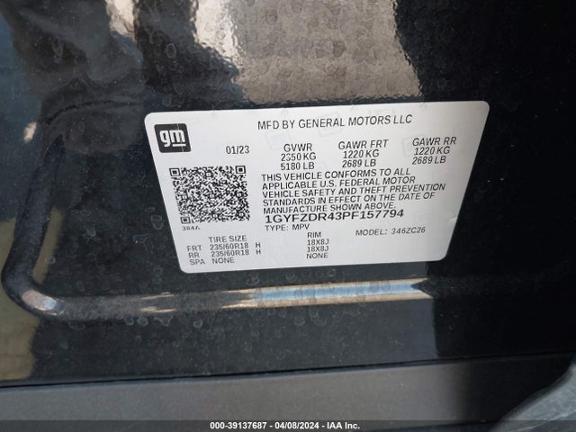 1GYFZDR43PF157794 Cadillac Xt4 Awd Premium Luxury