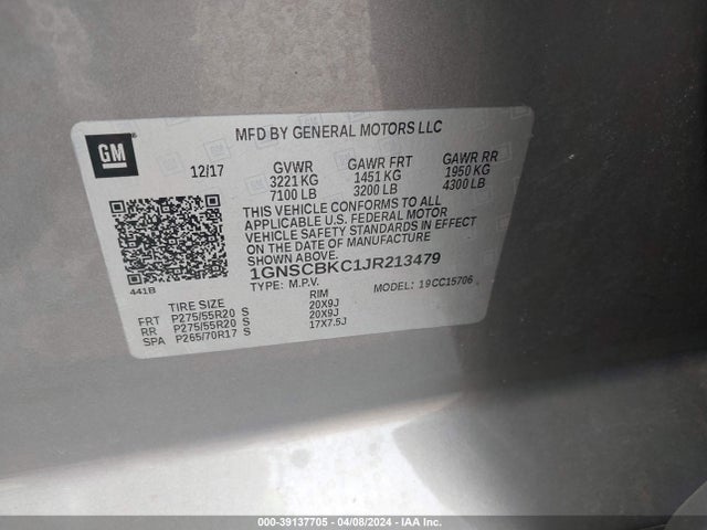 Chevrolet Tahoe Lt 2018 1GNSCBKC1JR213479 Image 9
