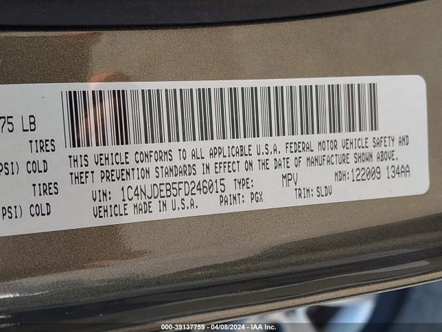 1C4NJDEB5FD246015 Jeep Compass High Altitude Edition
