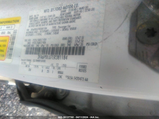 Ford Fusion Hybrid Se 2014 3FA6P0LU7ER381184 Image 9